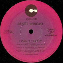 Janet Wright I Can't Take It USED VINYL 12INCH 33 S RPM STEREO