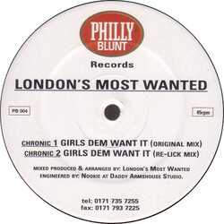 London's Most Wanted Girls Dem Want It USED VINYL 12INCH 45 RPM