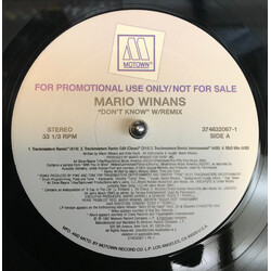 Mario Winans Don't Know W/Remix USED VINYL 12INCH 33 S RPM PROMO STEREO