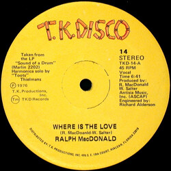 Ralph MacDonald Where Is The Love / Calypso Breakdown USED VINYL 12INCH 45 RPM