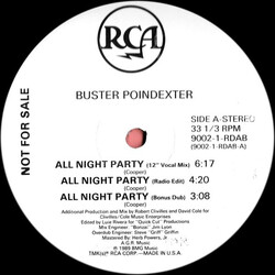 Buster Poindexter All Night Party USED VINYL 12INCH 33 S RPM PROMO STEREO