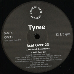 Tyree Cooper Acid Over 23 USED VINYL 12INCH 33 S RPM