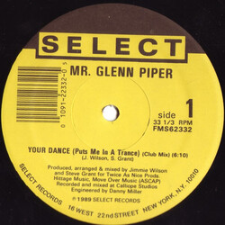Mr. Glenn Piper Your Dance (Puts Me In A Trance) USED VINYL 12INCH 33 S RPM