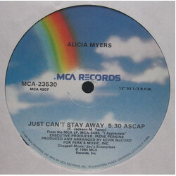 Alicia Myers Just Can't Stay Away / Appreciation USED VINYL 12INCH