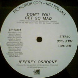 Jeffrey Osborne Don't You Get So Mad USED VINYL 12INCH 33 S RPM PROMO STEREO