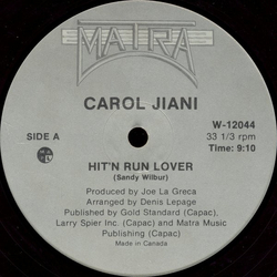 Carol Jiani Hit 'N Run Lover / All The People Of The World Vinyl 12" USED