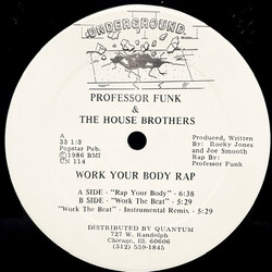 Professor Funk & The House Brothers Work Your Body Rap USED VINYL 12INCH 33 S RPM
