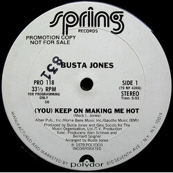 Busta Jones (You) Keep On Making Me Hot USED VINYL 12INCH PROMO 33 S RPM