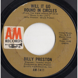 Billy Preston Will It Go Round In Circles USED VINYL 7INCH 45 RPM STYRENE MONO