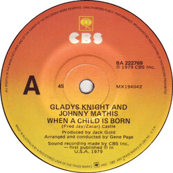 Johnny Mathis / Gladys Knight When A Child Is Born USED VINYL 7INCH 45 RPM SINGLE