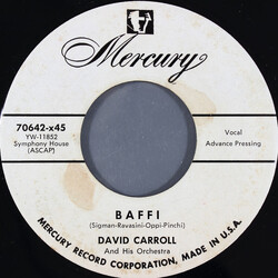 David Carroll & His Orchestra Baffi USED VINYL 7INCH 45 RPM ADVANCE PROMO