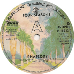 The Four Seasons Rhapsody USED VINYL 7INCH SINGLE 45 RPM
