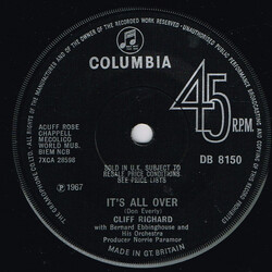 Cliff Richard / The Bernard Ebbinghouse Orchestra It's All Over USED VINYL 7INCH 45 RPM SINGLE
