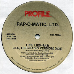 Rap-O-Matic, Ltd. Lies, Lies VINYL 12" USED