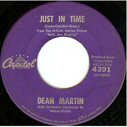 Dean Martin Just In Time / Buttercup Of Golden Hair USED VINYL 7INCH 45 RPM