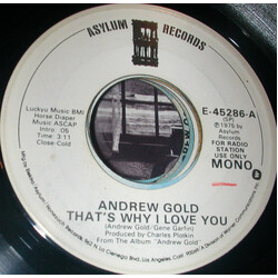 Andrew Gold That's Why I Love You USED VINYL 7INCH 45 RPM PROMO STEREO MONO