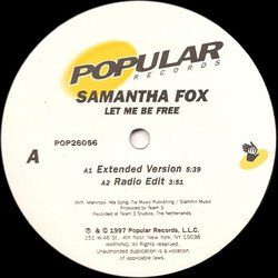 Samantha Fox Let Me Be Free USED VINYL 12INCH