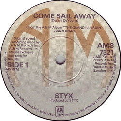 Styx Come Sail Away USED VINYL 7INCH 45 RPM SINGLE