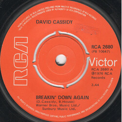 David Cassidy Breakin' Down Again USED VINYL 7INCH