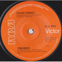 David Cassidy Tomorrow USED VINYL 7INCH 45 RPM SINGLE