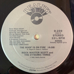 Rock Master Scott And The Dynamic Three The Roof Is On Fire USED VINYL 12INCH 33 S RPM STEREO