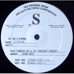 Diana Ross Someday We'll Be Together (Frankie Knuckles Remixes) USED VINYL 12INCH 33 S RPM TEST PRESSING SINGLE
