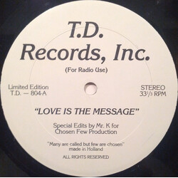 MFSB / The Chi-Lites Love Is The Message / My First Mistake USED VINYL 12INCH 33 S RPM UNOFFICIAL RELEASE