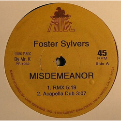 Foster Sylvers Misdemeanor USED VINYL 12INCH 45 RPM UNOFFICIAL RELEASE