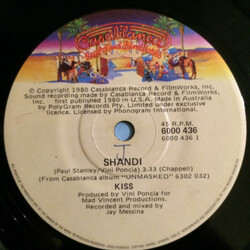 Kiss Shandi USED VINYL 7INCH 45 RPM SINGLE
