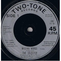 The Selecter Missing Words USED VINYL 7INCH 45 RPM SINGLE