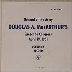General Douglas MacArthur General Of The Army Douglas A MacArthur's Speech To Congress April 19, 1951 Vinyl LP USED