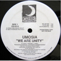 Umosia We Are Unity USED VINYL 12INCH 33 S RPM PROMO