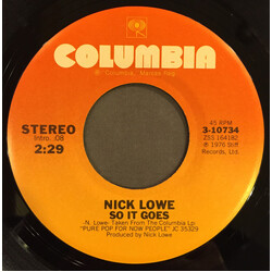 Nick Lowe So It Goes USED VINYL 7INCH 45 RPM SINGLE STEREO