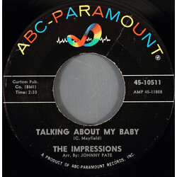The Impressions Talking About My Baby / Never Too Much Love USED VINYL 7INCH 45 RPM SINGLE