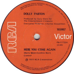 Dolly Parton Here You Come Again / Me And Little Andy USED VINYL 7INCH 45 RPM SINGLE