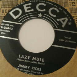 Jimmy Ricks (2) Lazy Mule / What Have I Done (To Deserve This Day) USED VINYL 7INCH 45 RPM