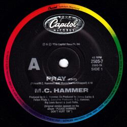 MC Hammer Pray USED VINYL 7INCH 45 RPM SINGLE
