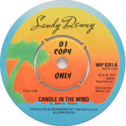 Sandy Denny Candle In The Wind USED VINYL 7INCH 45 RPM SINGLE PROMO