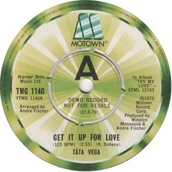 Tata Vega Get It Up For Love / I Just Keep Thinking About You Baby USED VINYL 7INCH SINGLE 45 RPM PROMO