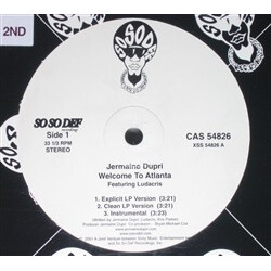 Jermaine Dupri Welcome To Atlanta / Whatever USED VINYL 12INCH 33 S RPM PROMO