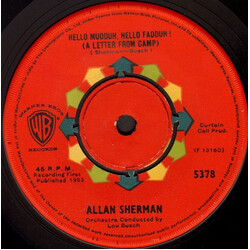 Allan Sherman Hello Mudduh, Hello Fadduh! (A Letter From Camp) / (Rag Mop) Rat Fink USED VINYL 7INCH SINGLE