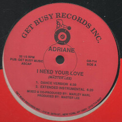 Adriane I Need Your Love USED VINYL 12INCH 33 S RPM