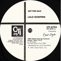 Lalo Schifrin Jaws USED VINYL 12INCH 33 S RPM PROMO