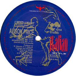 Alison Price I Need I Want USED VINYL 12INCH 45 RPM STEREO