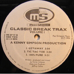 Kenny Simpson Classic Break Trax Volume One USED VINYL 12INCH 33 S RPM