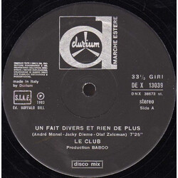 Le Club Un Fait Divers Et Rien De Plus USED VINYL 12INCH 33 S RPM SINGLE