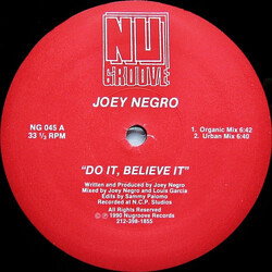 Joey Negro Do It, Believe It USED VINYL 12INCH 33 S RPM