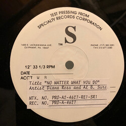 Diana Ross / Al B. Sure! No Matter What You Do USED VINYL 12INCH TEST PRESSING