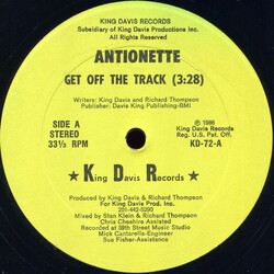 Antionette Get Off The Track USED VINYL 12INCH 33 S RPM STEREO