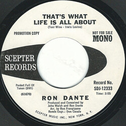 Ron Dante That's What Life Is All About USED VINYL 7INCH 45 RPM SINGLE PROMO
